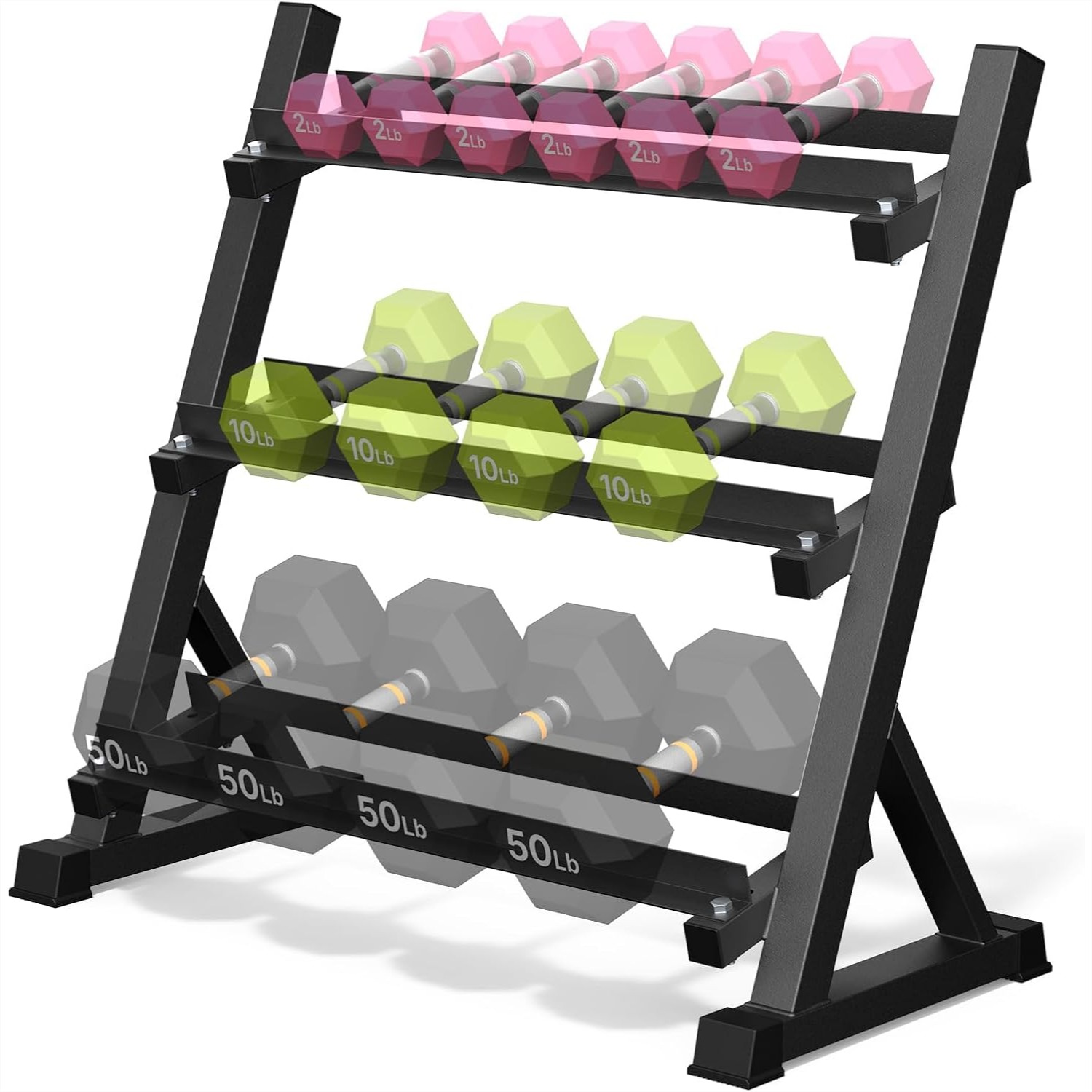 Home Gym Dumbbells - 3-Tier Dumbbell Rack with Adjustable Width